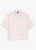 Pyjamashirt van satijn met monogramjacquard - Lichtroze