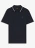 Regular fit polo met getipte boorden - Donkerblauw