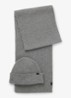 Ribgebreide muts en sjaal 180 x 30 cm met logo - Grijs