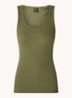 Ribgebreide tanktop met logoborduring - Olijfgroen