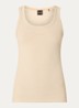 Ribgebreide tanktop met logoborduring - Beige