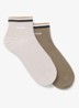 Set van twee paar korte sokken met kenmerkend gestreepte boorden - Light Beige-272 / Beige
