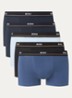 Set van vijf korte boxershorts met logotailleband van stretchkatoen - Donkerblauw