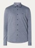 Slim-fit overhemd van gemêleerde katoenen jersey - Donkerblauw