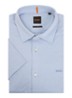 Slim-fit overhemd van gemêleerde katoenen jersey - Staalblauw