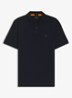 Slim-fit polo van stretchkatoen met logopatch - Donkerblauw