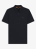 Slim-fit polo van stretchkatoen met logopatch - Donkerblauw