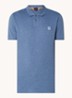 Slim-fit polo van stretchkatoen met logopatch - Staalblauw