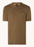 Slim-fit polo van stretchkatoen met logopatch - Bruin