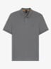 Slim-fit polo van stretchkatoen met logopatch - Middengrijs