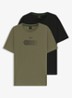 T-shirt met logo in 2-pack - Legergroen