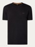 T-shirt van slubkatoen met logodetail - Zwart