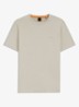 T-shirt van slubkatoen met logodetail - Donkerbeige