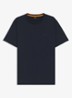 T-shirt van slubkatoen met logodetail - Donkerblauw