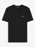 T-shirt van stretchkatoen met logodetail - Black-001 / Zwart