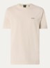 T-shirt van stretchkatoen met logodetail - Beige