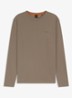 Tempesto longsleeve met structuur en logo - Khaki