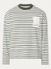 Varsity longsleeve T-shirt met logo en streepprint - Legergroen