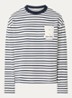 Varsity longsleeve T-shirt met logo en streepprint - Donkerblauw