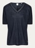 Caelen T-shirt van linnen met V-hals  - Donkerblauw