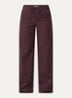 Maine mid waist straight fit broek van corduroy - Aubergine