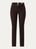 Mary mid waist skinny fit chino van corduroy - Donkerbruin