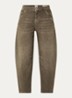 Megan S high waist tapered jeans met verwassen afwerking - Bruin