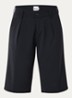 Milla high waist straight fit korte broek in wolblend - Donkerblauw