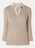 Top met streepprint en polokraag - Beige