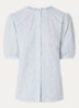 Vea blouse met broderie en ballonmouw - Lichtblauw