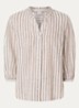 Violet blouse met streepprint en lurex - Donkerbeige