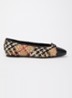 Highgate ballerina met ruitdessin en details van lamsleer - Beige