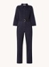Louise straight fit jumpsuit van denim met ceintuur - Donkerblauw