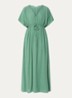 Maxi jurk met strikceintuur en V-hals - Groen