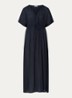 Maxi jurk met strikceintuur en V-hals - Donkerblauw