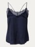 Pia top van satijn met details van kant - Blauw