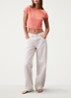 Cropped T-shirt met logo - Zalmroze