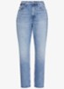 High waist cropped mom jeans met medium wassing - Donkerblauw