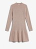 Mini ribgebreide plooi jurk met logo - Donkerbeige