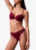 Plunge push-up bh met kant - Donkerrood