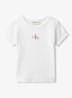 T-shirt met ribstructuur en logo - Wit
