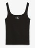 Tanktop met logoborduring en ribstructuur - Zwart