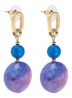 Big Oval Harmony oorstekers verguld - Donkerblauw