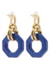 Linea Eternal Dangling oorstekers verguld - Donkerblauw