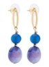 Oval Harmony oorstekers verguld - Donkerblauw