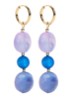 Triple Oval oorringen verguld - Donkerblauw