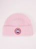 Ribgebreide muts in kasjmierblend met logo - Roze