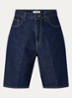 High waist wide fit korte broek van denim met donkere wassing - Indigo