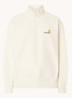 Sweater met logo en halve rits - Ivoor