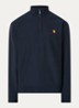 Sweater met logo en halve rits - Donkerblauw